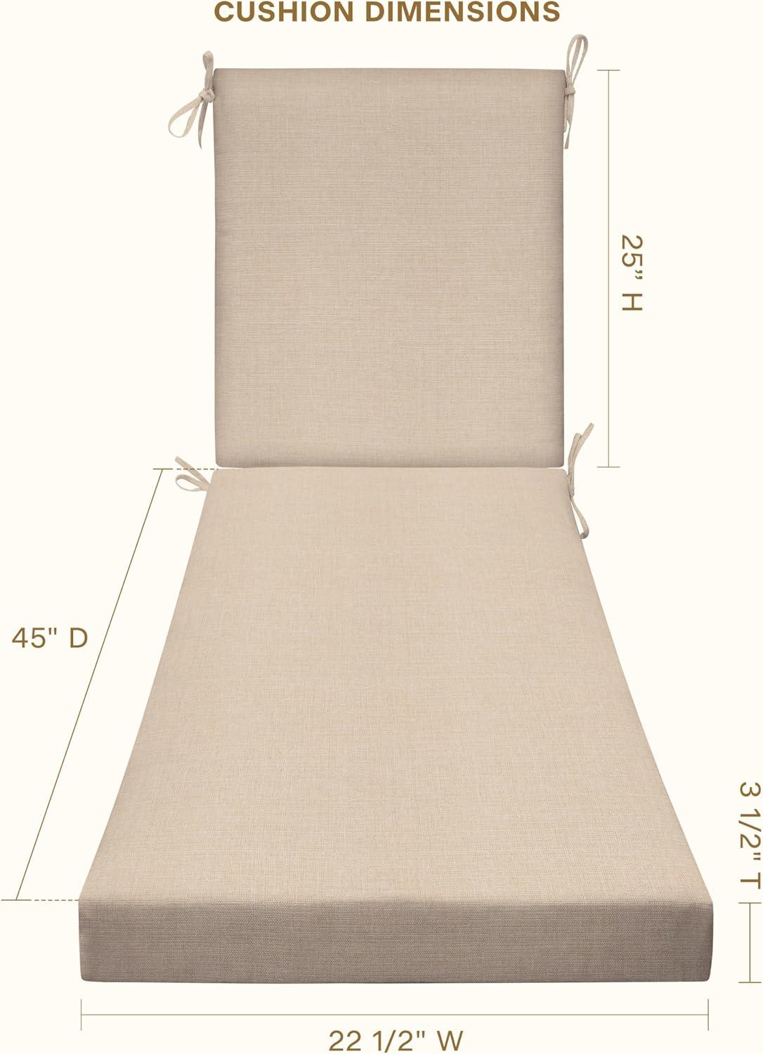 Textured Solid Almond Chaise Lounge Cushion