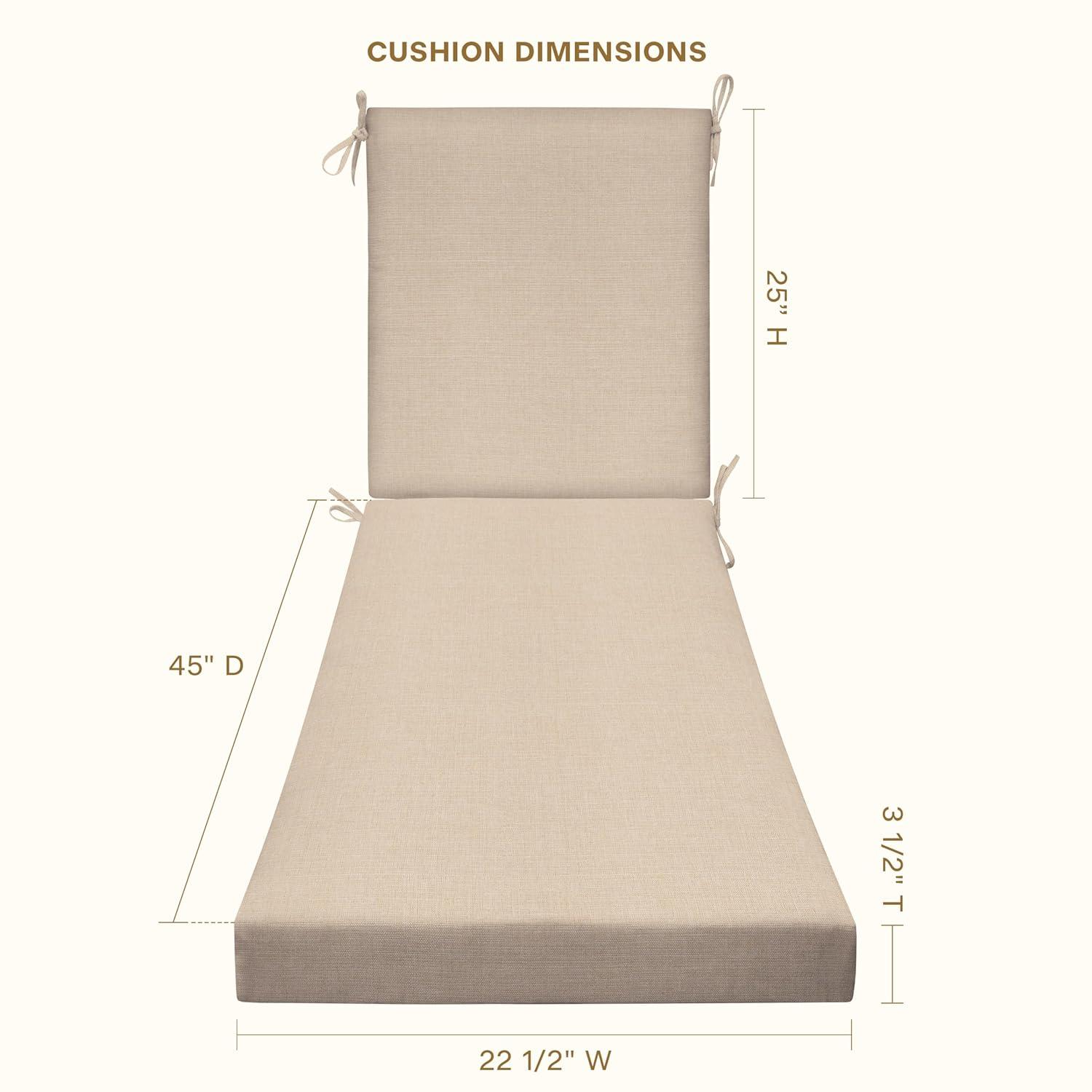 Textured Solid Almond Chaise Lounge Cushion