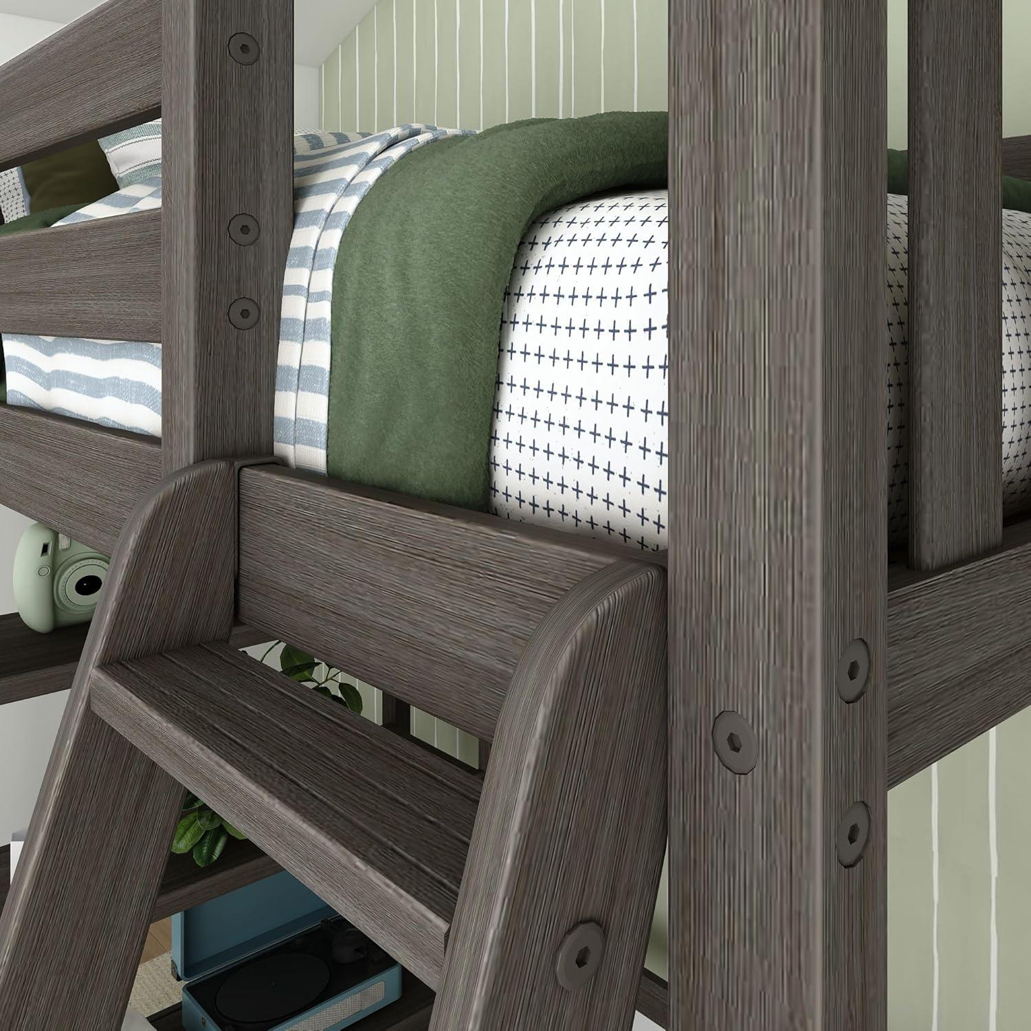 Forbes Twin Pine Loft Bed with Shelves