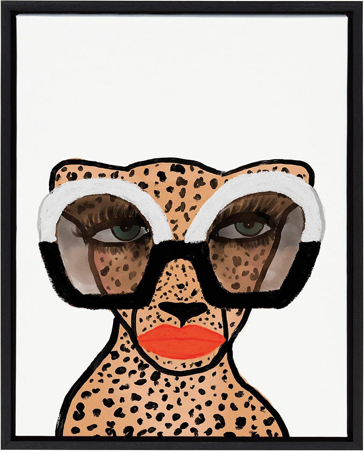 Kate & Laurel All Things Decor 18"x24" Sylvie Cheetah 4" Framed Canvas by Kendra Dandy Black: Modern Animal Digital Art