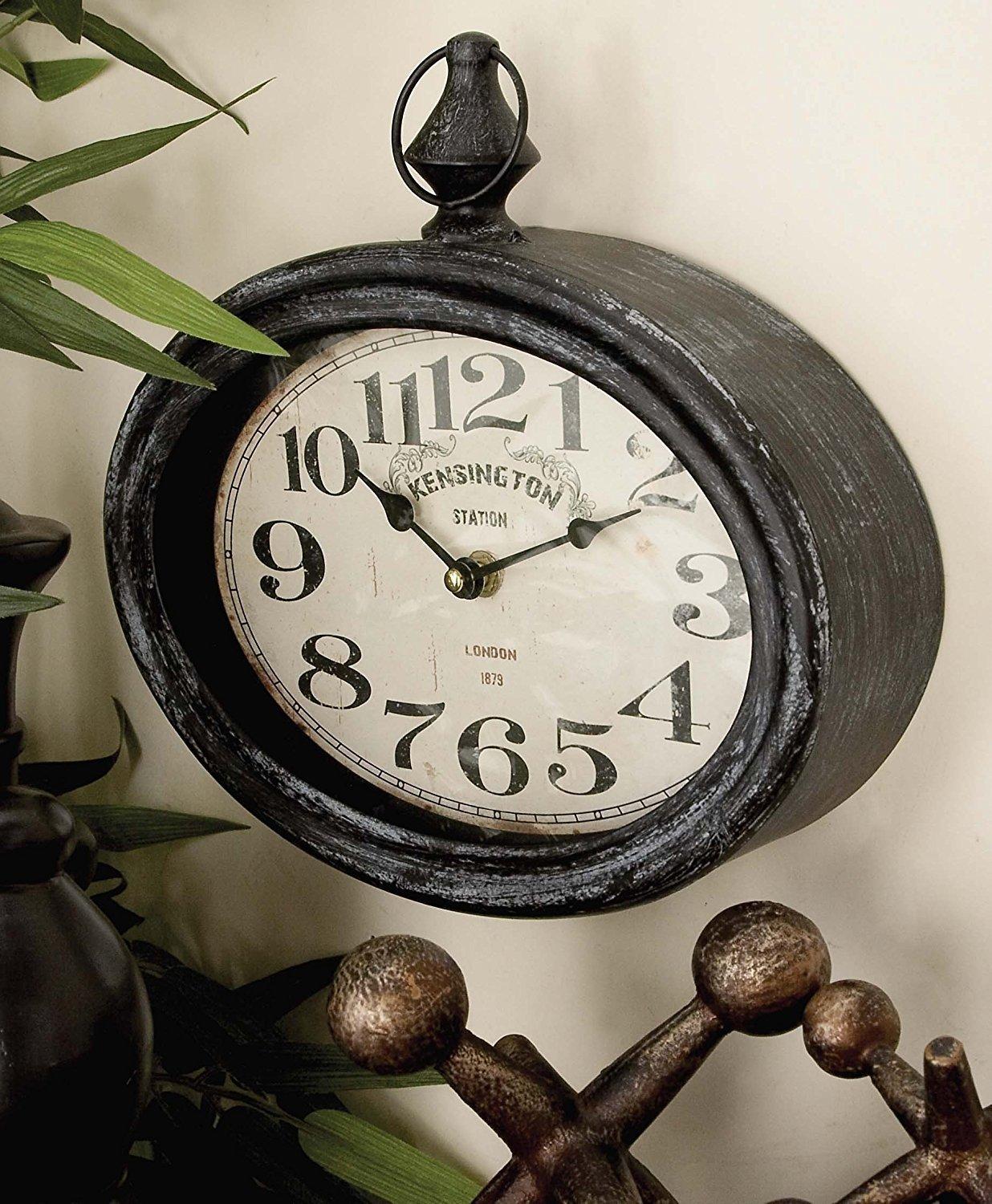 DecMode 12"H, 11"W Cream Metal Pocket Watch Style Wall Clock (2 Count)