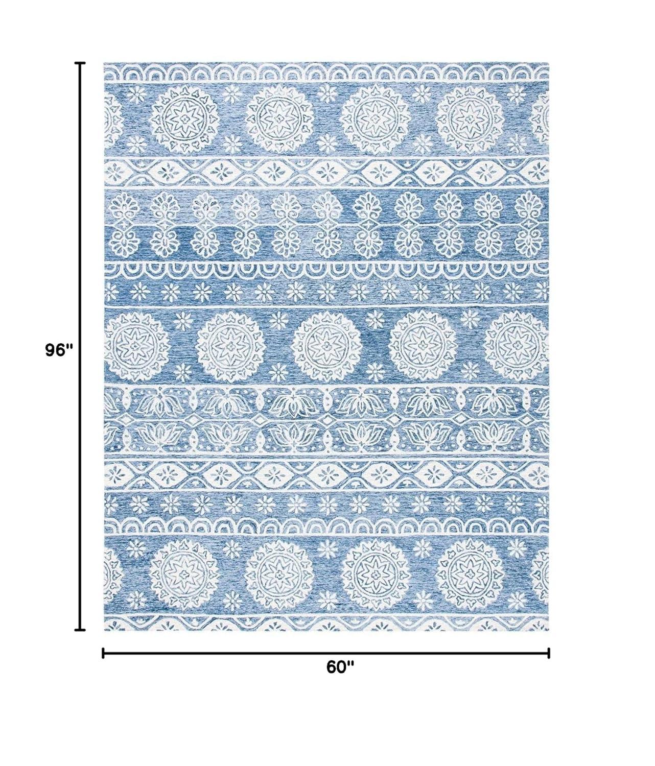 Micro-Loop MLP607 Hand Tufted Area Rug - Blue/Ivory - 5'x8' - Safavieh.