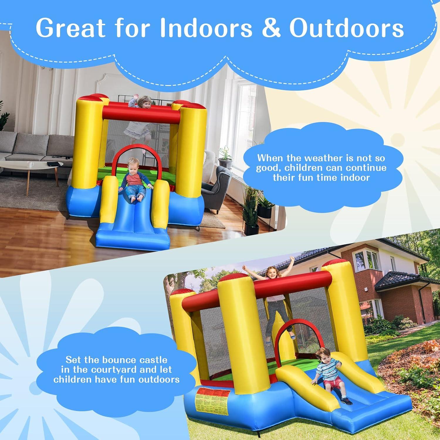Costway Inflatable Bounce Castle Kids Jumping Bouncer Indoor Outdoor Blower Excluded