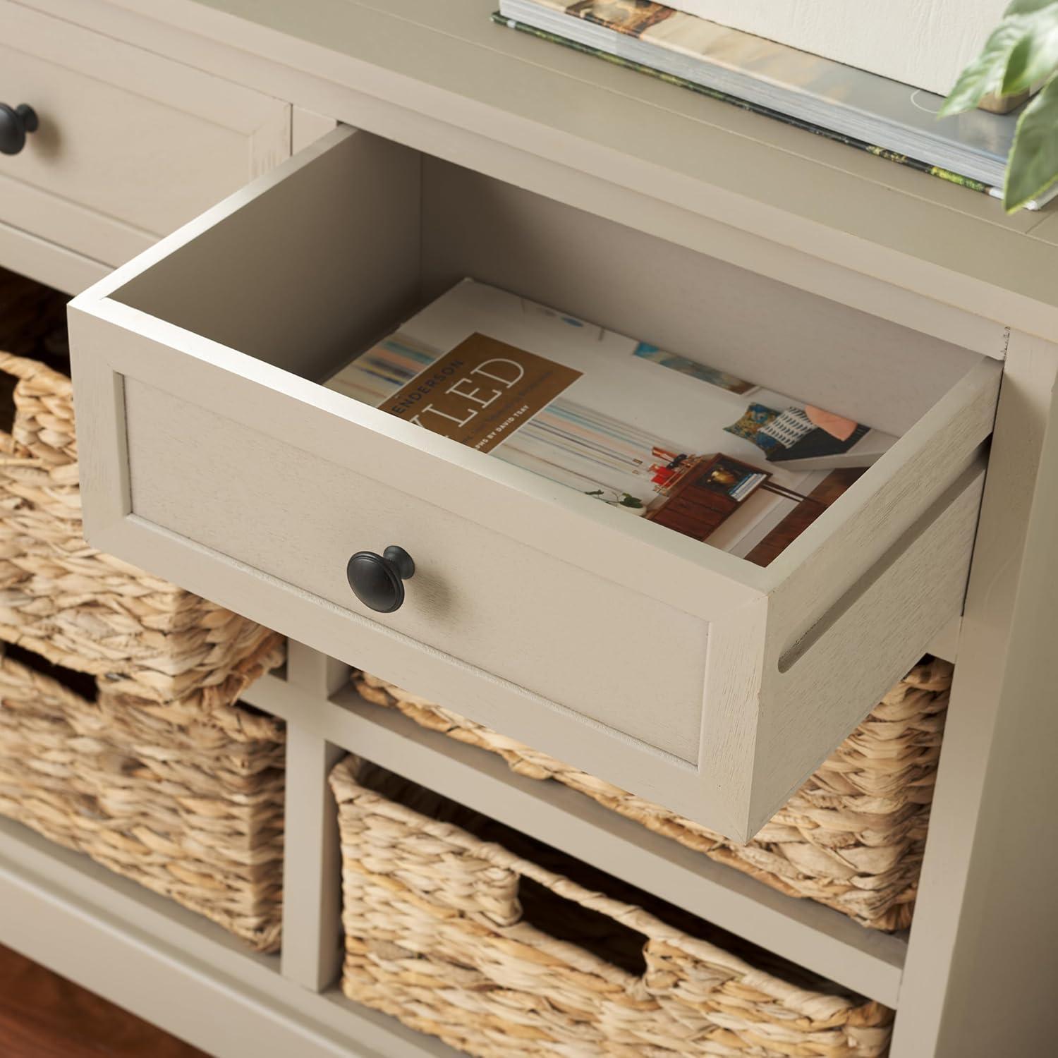 Herman Storage Unit with Wicker Baskets - Vintage Grey - Safavieh.