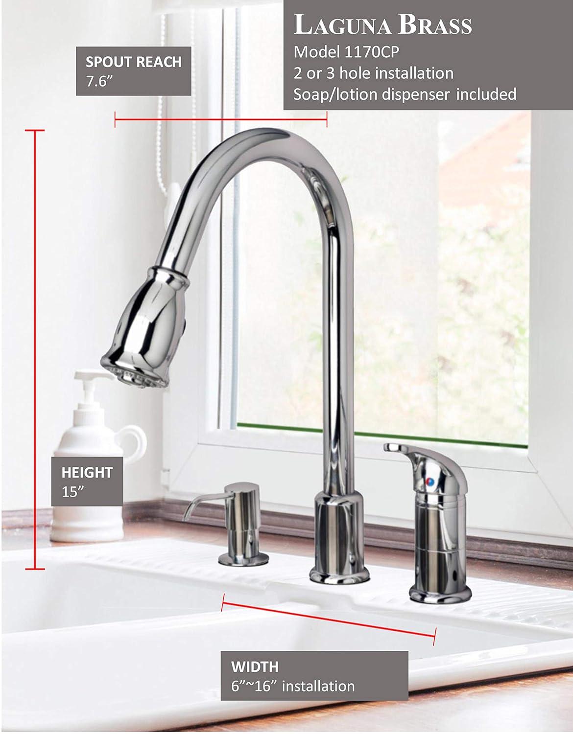 Builders Shoppe Classic Single Handle 16" Pull-Down Kitchen Faucet with Soap Dispenser Oil Rubbed Bronze Rubbed