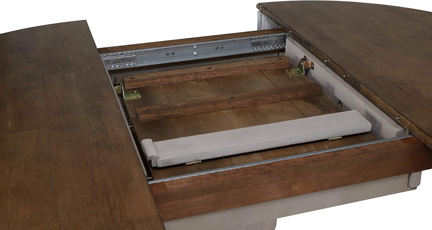 Sunset Trading Country Grove Round or Oval Extendable Dining Table | Distressed Gray and Brown Wood