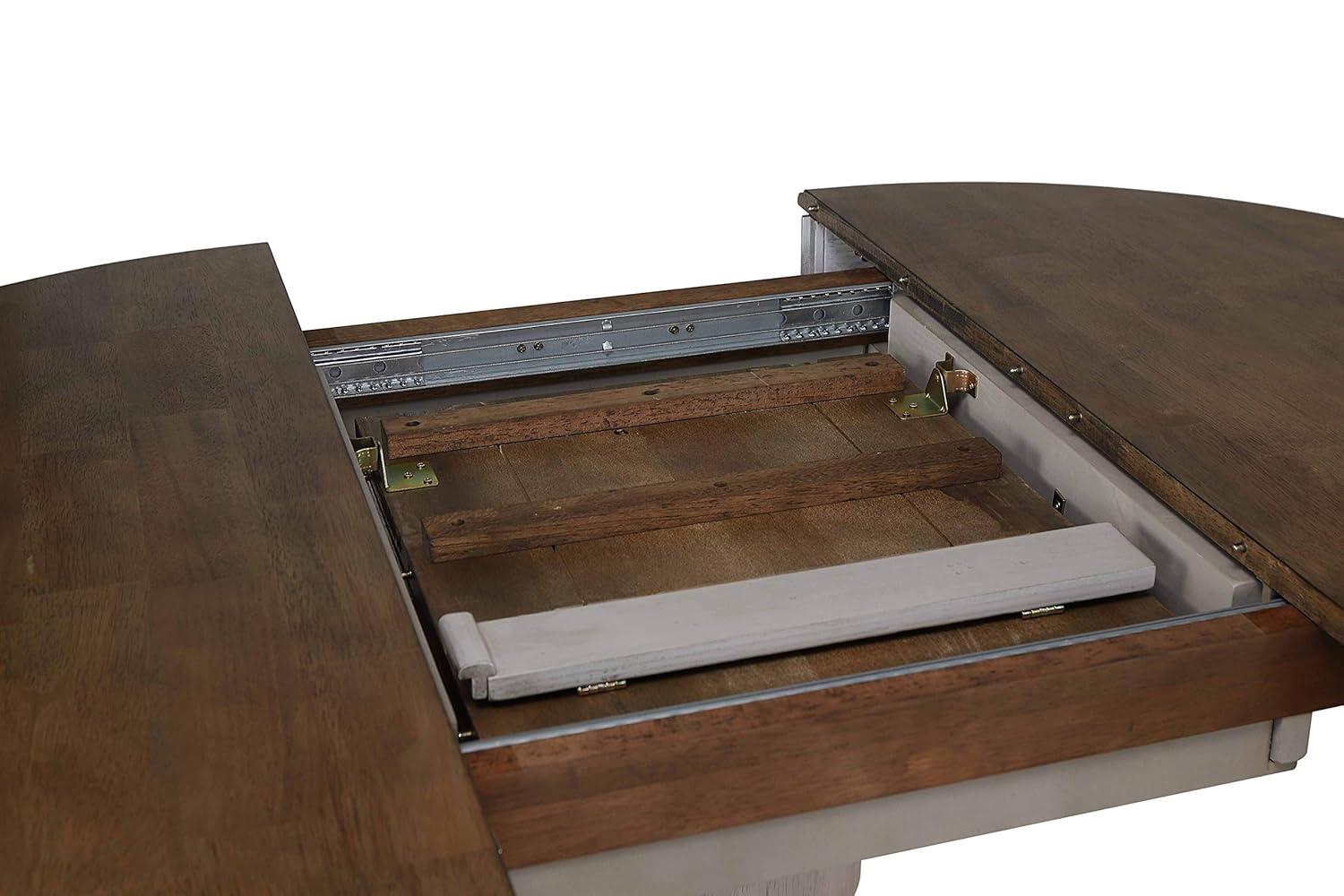 Sunset Trading Country Grove Round or Oval Extendable Dining Table | Distressed Gray and Brown Wood