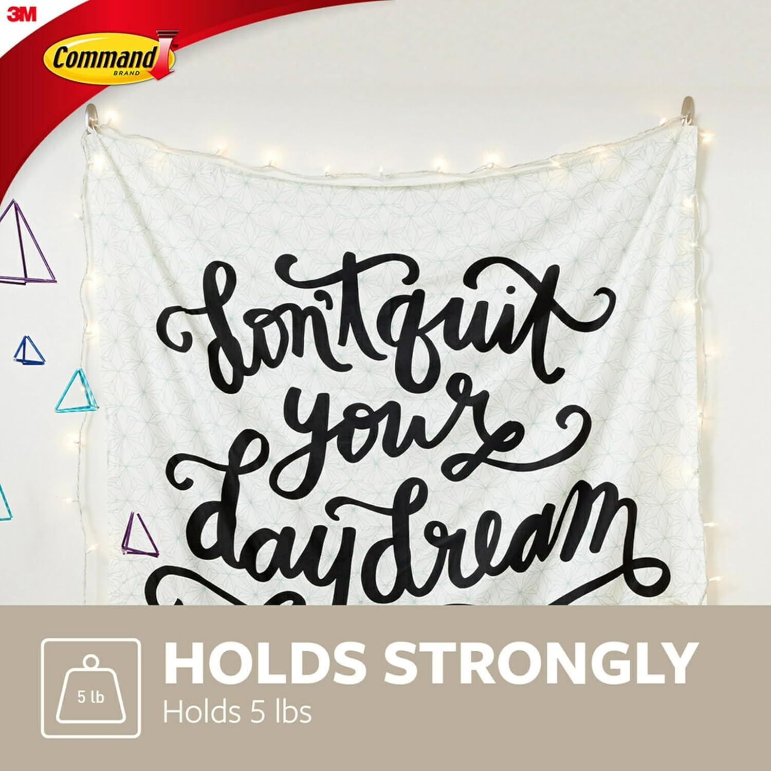 Command Large Designer Nickel Hook : Wall Hooks, Large Command Hooks, Silver, 5 lb Capacity, Decorative, Painted Finish