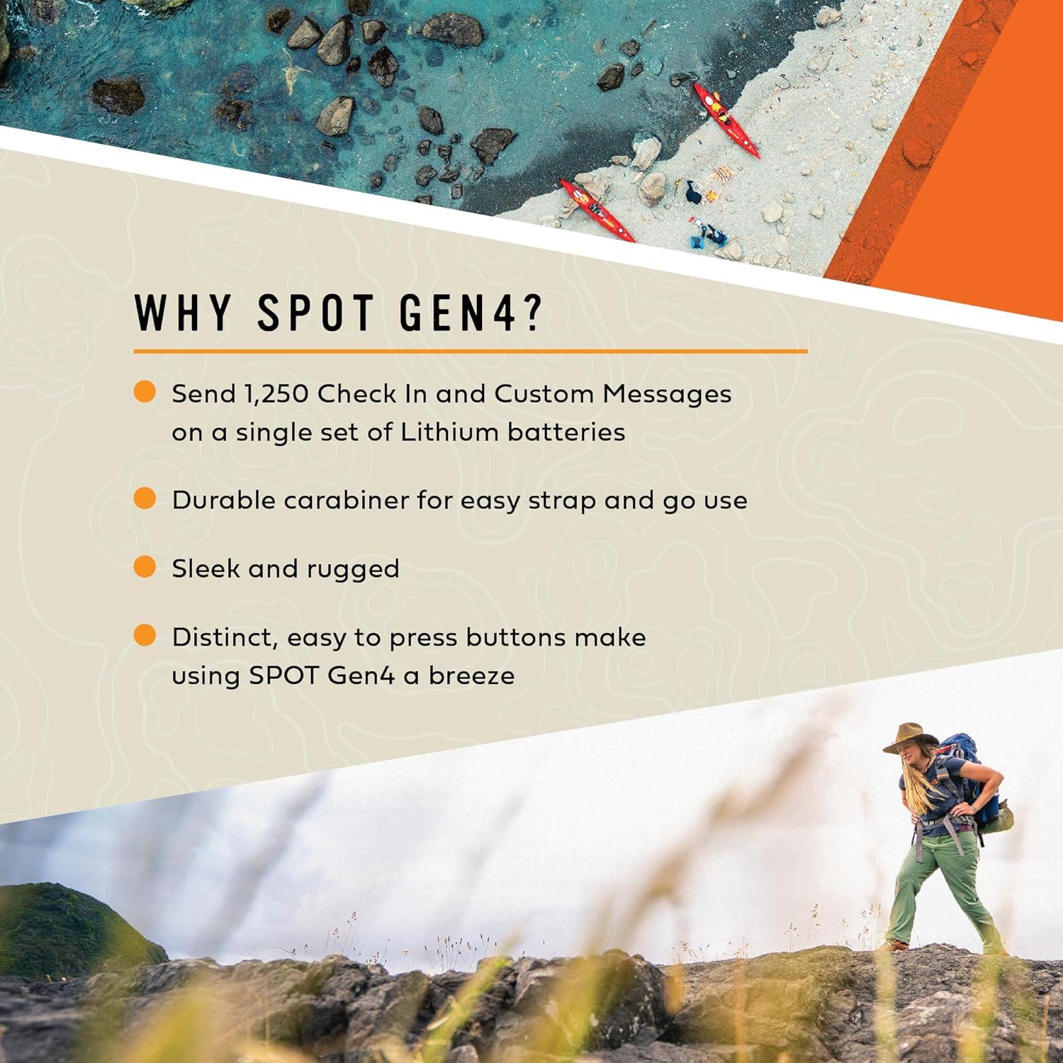 SPOT Gen 4- Handheld Satellite GPS Messenger | Handheld and Portable GPS for Hiking, Camping, Outdoor Activities | Subscription Applicable