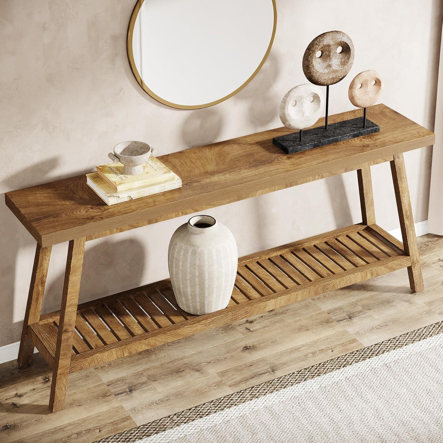 Gracie Oaks 70.9-Inch Farmhouse Console for Entryway, 2-Tier Entry Table Sofa Table