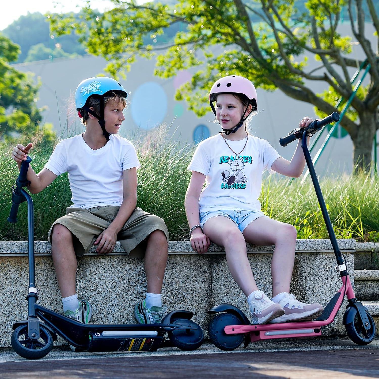 iScooter Electric Scooter for Teens Kids 6-10, 150W Kids Escooter with Pedal Breathing Light & 6 / 10 MPH for Boys Girls Blue