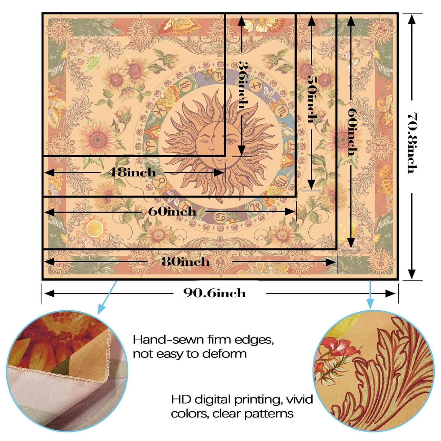 Accnicc Yellow Sun and Moon Tapestry Vintage Indie Boho Tapestry Wall Hanging with Sunflowers Butterfly Moth Constellation Aesthetic Wall Tapestries for Bedroom Dorm Living Room (Orange, 48'' × 36'')