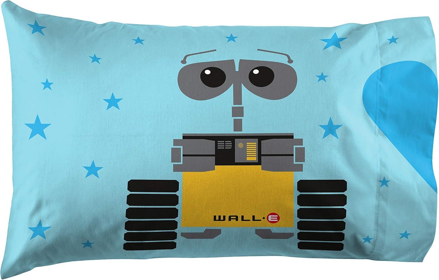 Disney/Pixar Wall-E Robo Love Blue Double Sided 1-Pack Pillowcase, 100% Microfiber