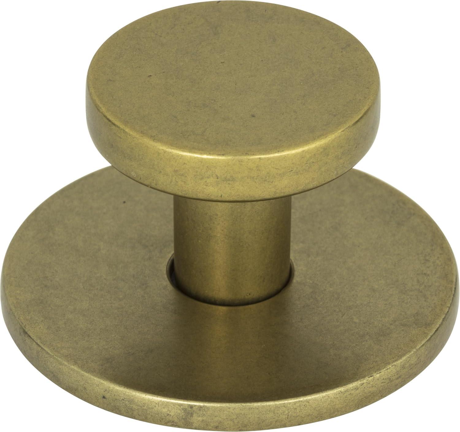 Vintage Brass Round Modern Cabinet Knob with Backplate