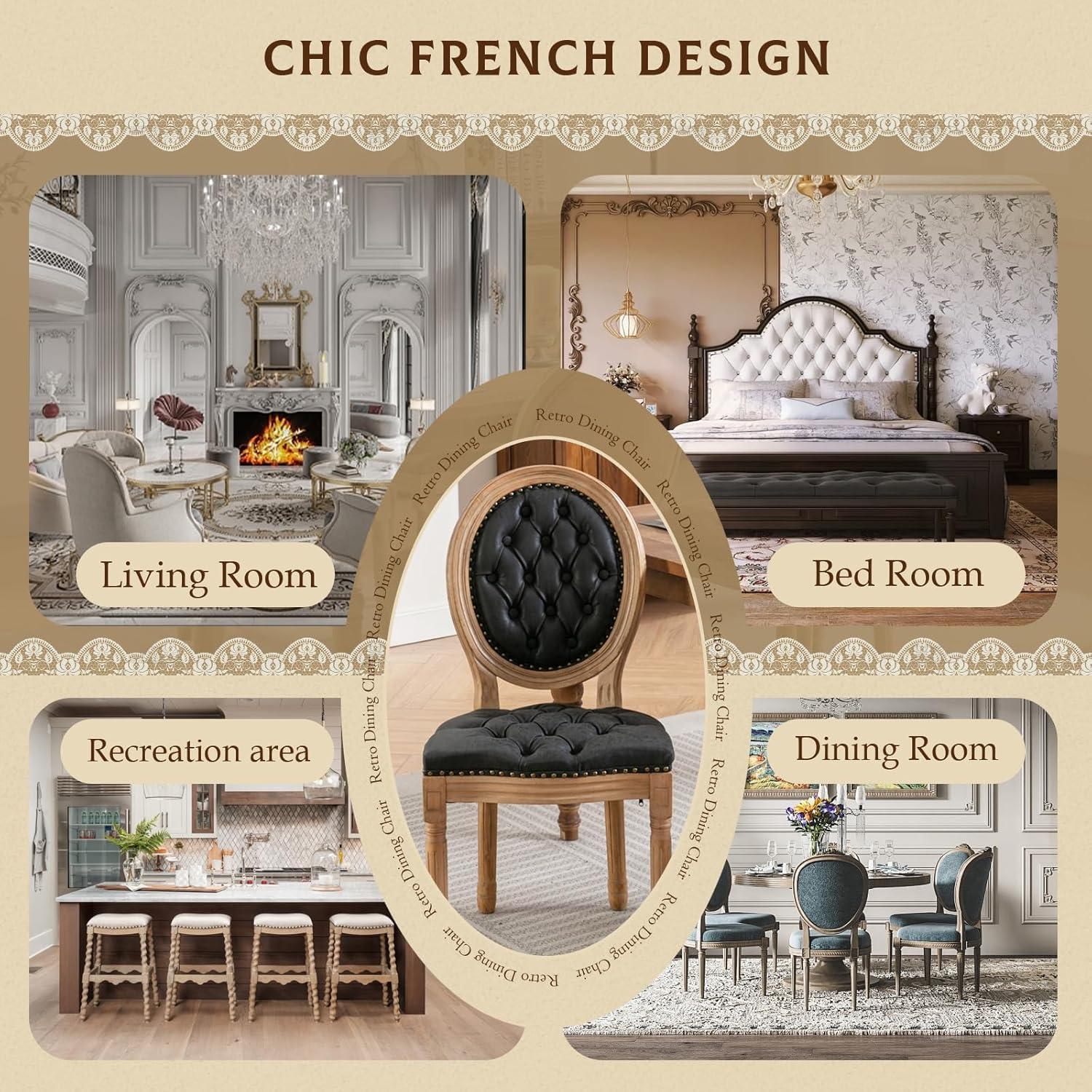Ophelia & Co. French Style Solid Wood Frame Dining Chair with Nailhead Trim Set of 2