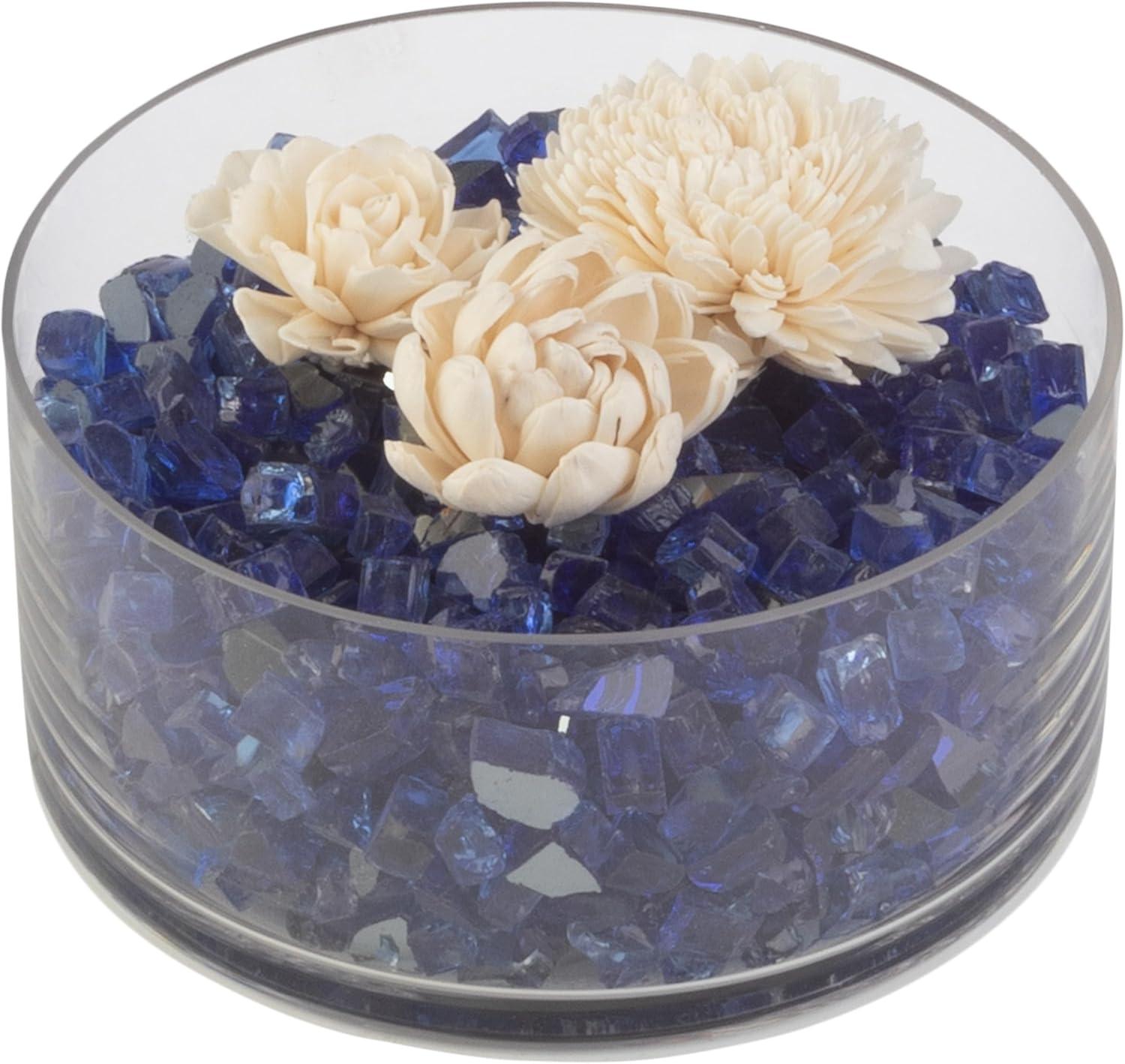 Pure Garden 10lbs Fire Pit Glass - 1/2-Inch Crushed Glass Rocks for Fireplaces, Landscape, Aquariums, or Vases