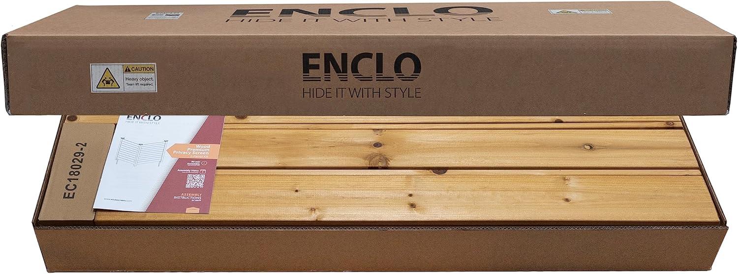 Enclo Privacy Screens EC18029 4 ft H x 4 ft W Premium Wood Privacy Screen Kit Outdoor Fence Screen Prefect to Conceal Trash Bins (2 Panels)