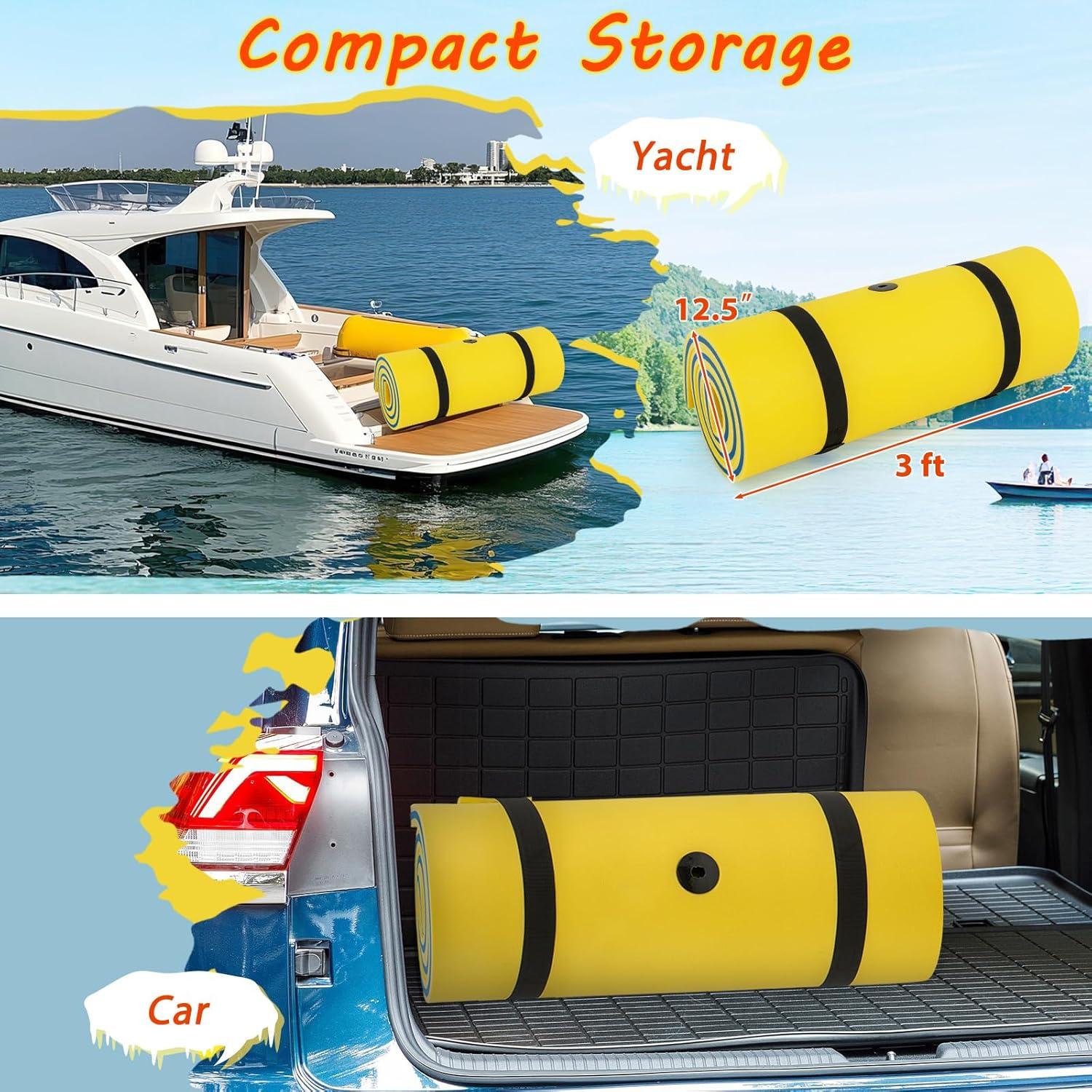 Costway 3-Layer Tear-Resistant Foam Floating Pad Island Water Sports Relaxing Yellow
