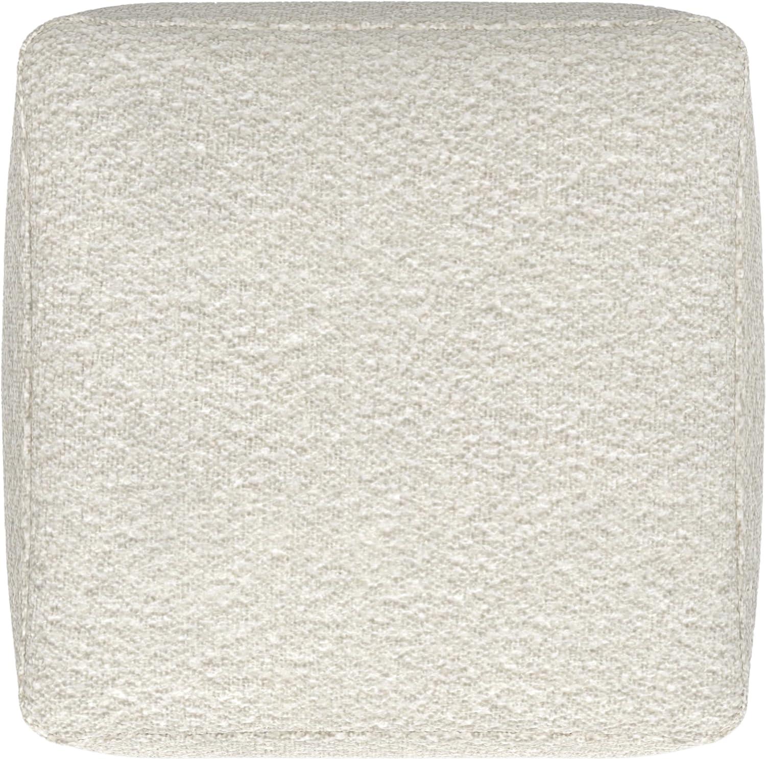 Simpli Home Chantal Contemporary Square Pouf in Ivory Boucle