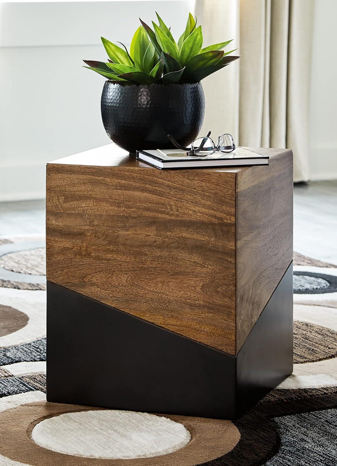 Signature Design by Ashley Contemporary Trailbend Accent Table  Brown/Gunmetal