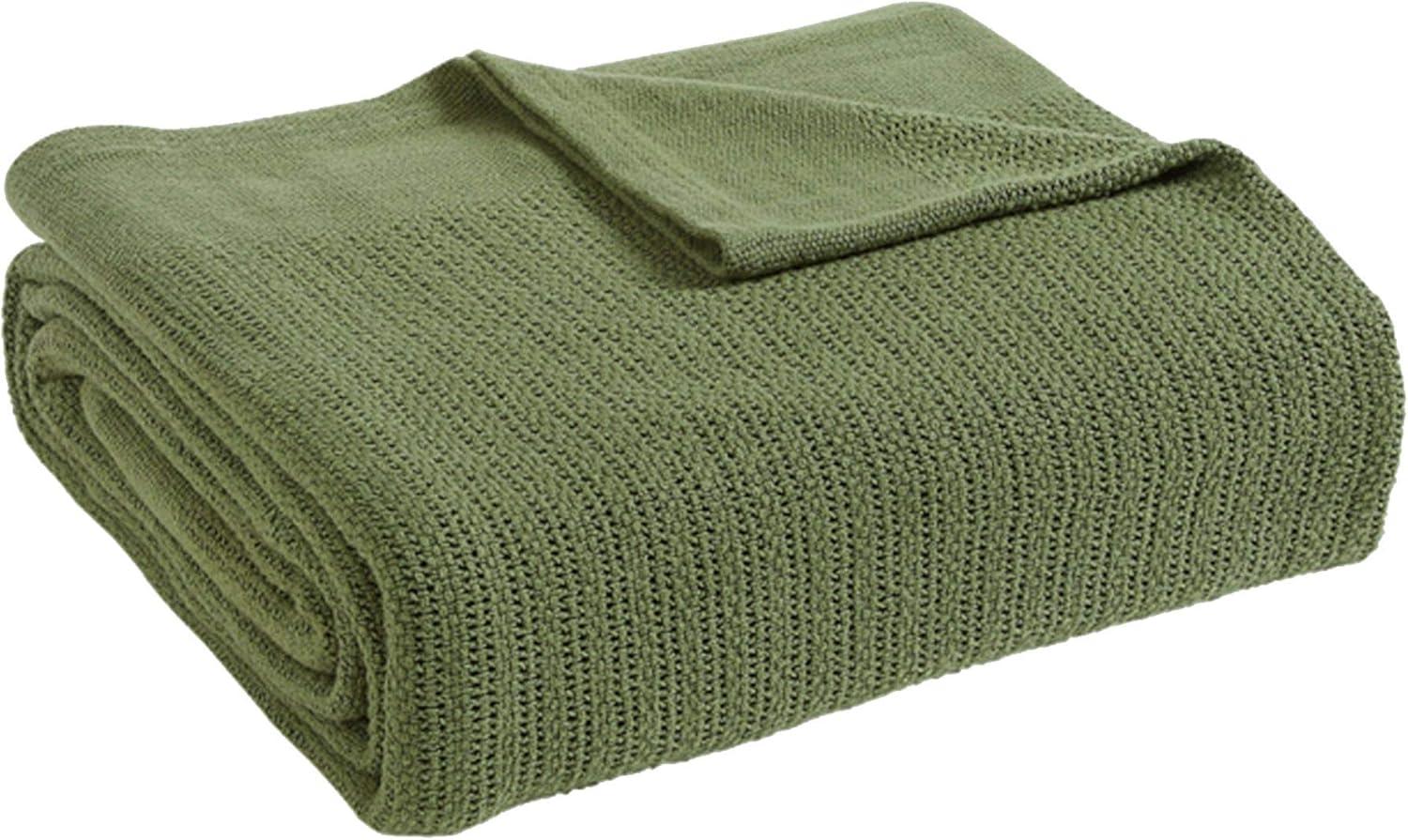 Fiesta Sage Green Classic Thermal Weave Cotton Twin Blanket