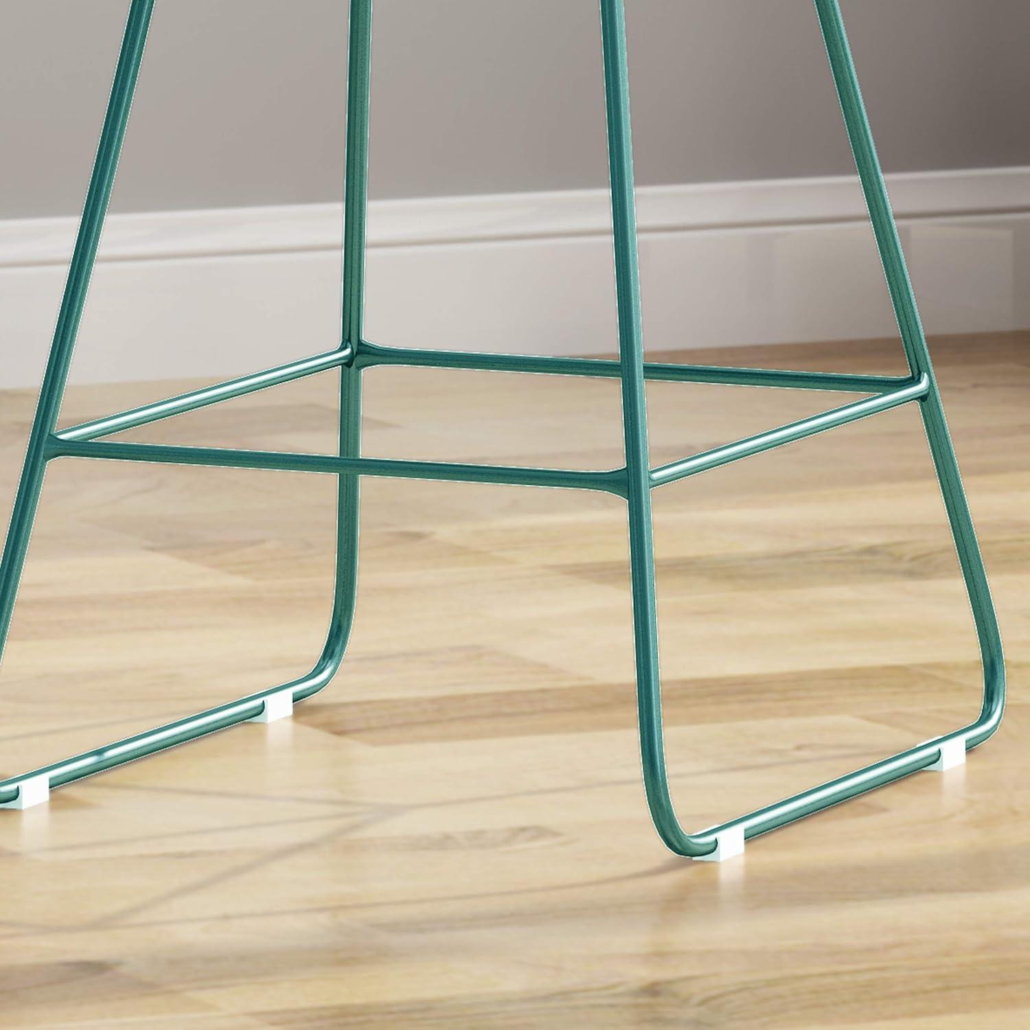 Lilith Indoor Wire Counter Stools with Cushions, Set of 2, Teal and Ivory