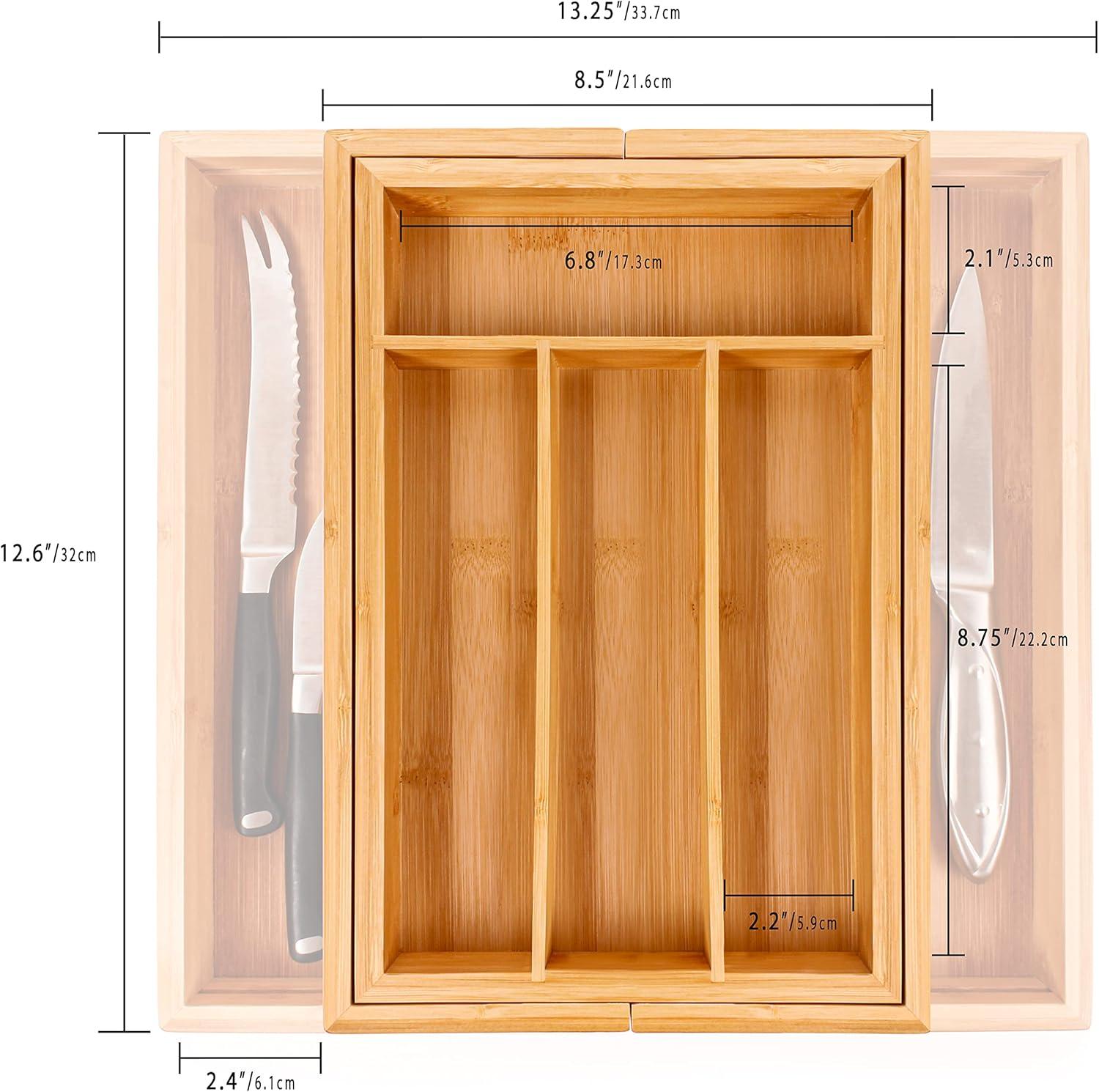 Expandable Bamboo 8-Slot Flatware Organizer