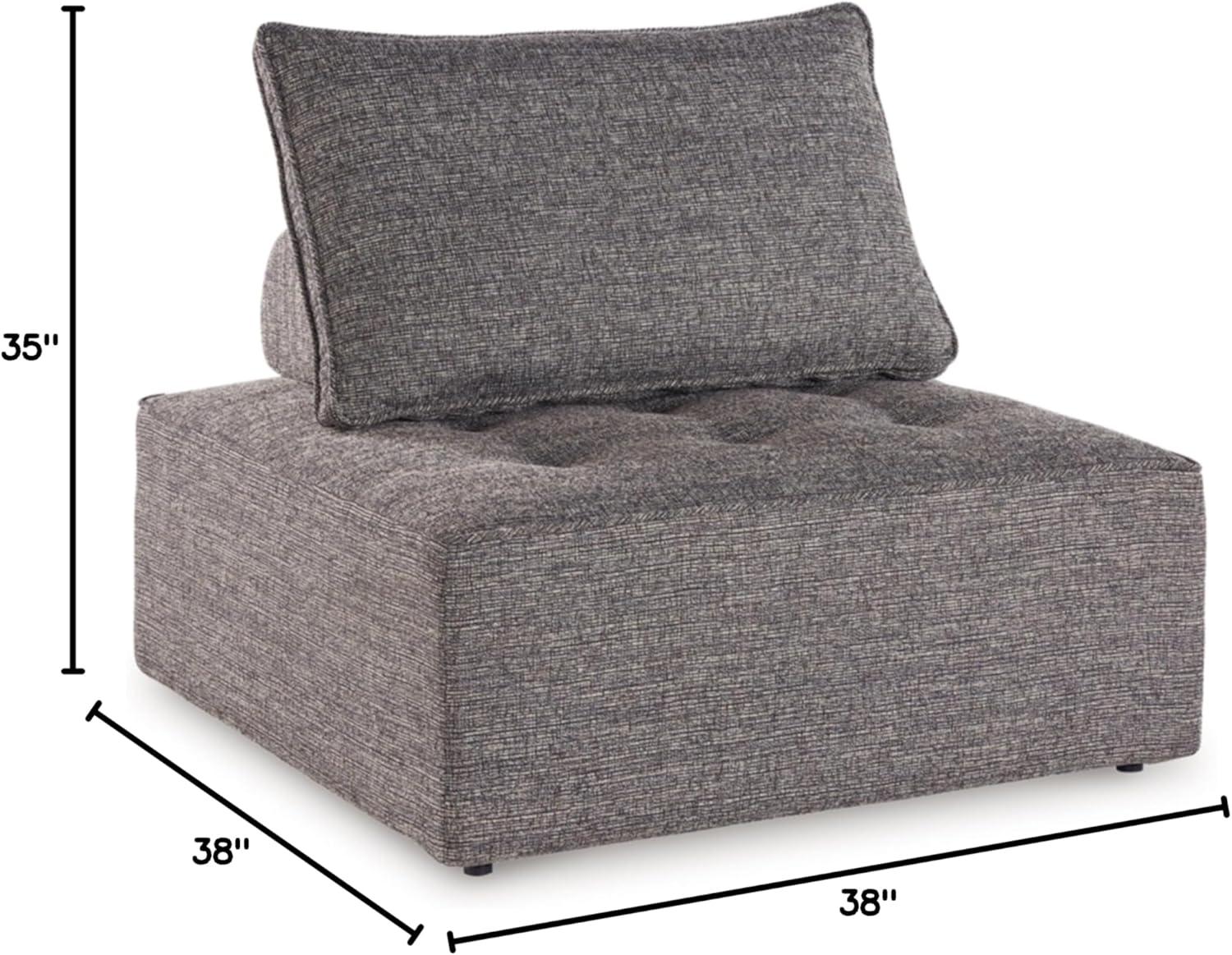 Gray Tufted Armless Outdoor Lounge Chair with Cushion