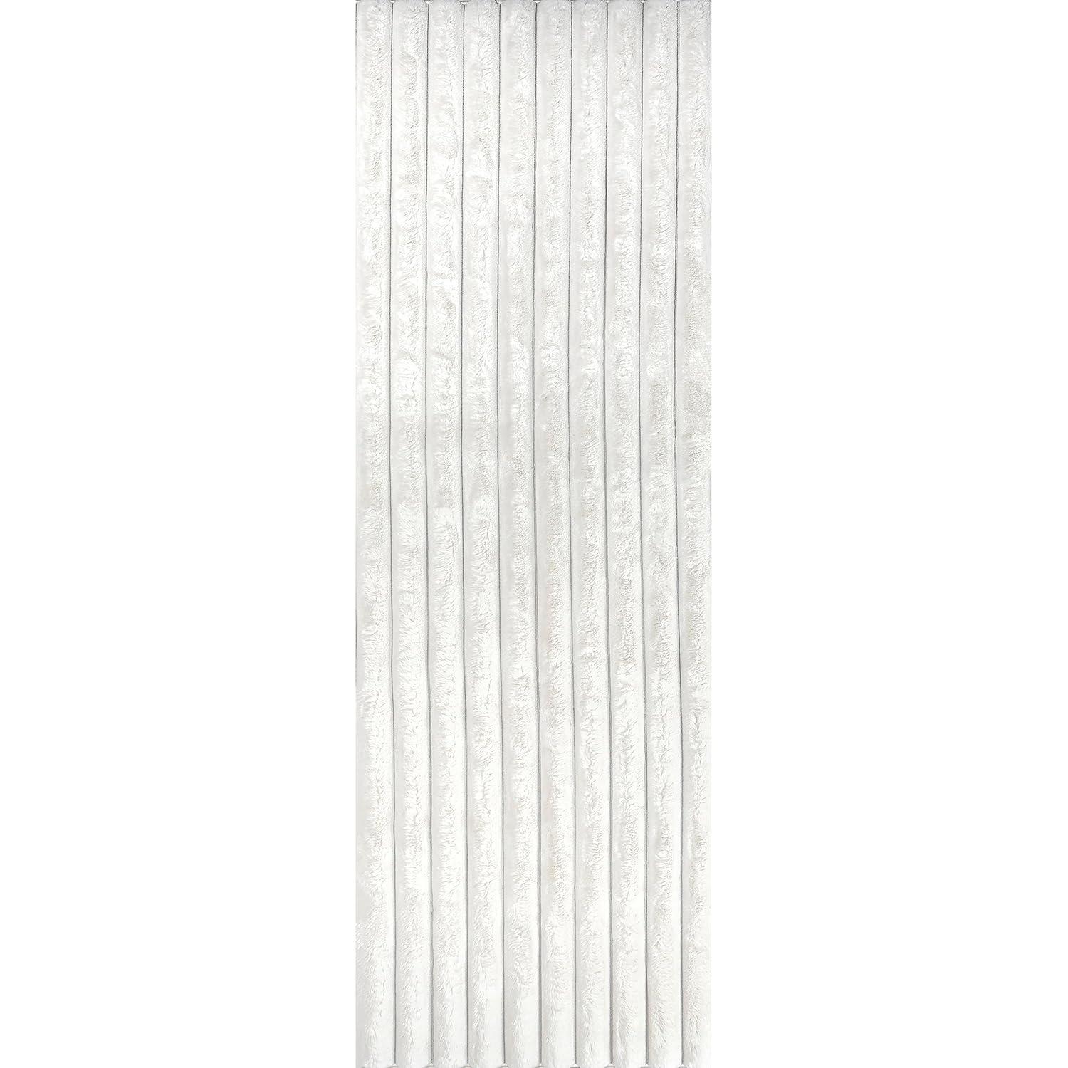 nuLOOM 2' x 6' Cozy Plush SuperiorWash Area Rug, Machine Washable, Non-Slip, Soft Fluffy Shag Carpet for Living Room Bedroom Nursery, Kai Off-white