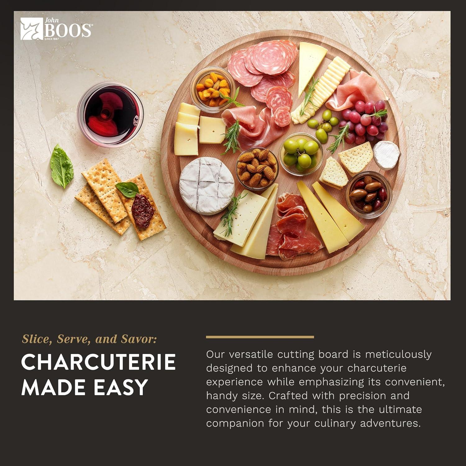 John Boos Chef's Collection Round Maple Cutting Board with Groove