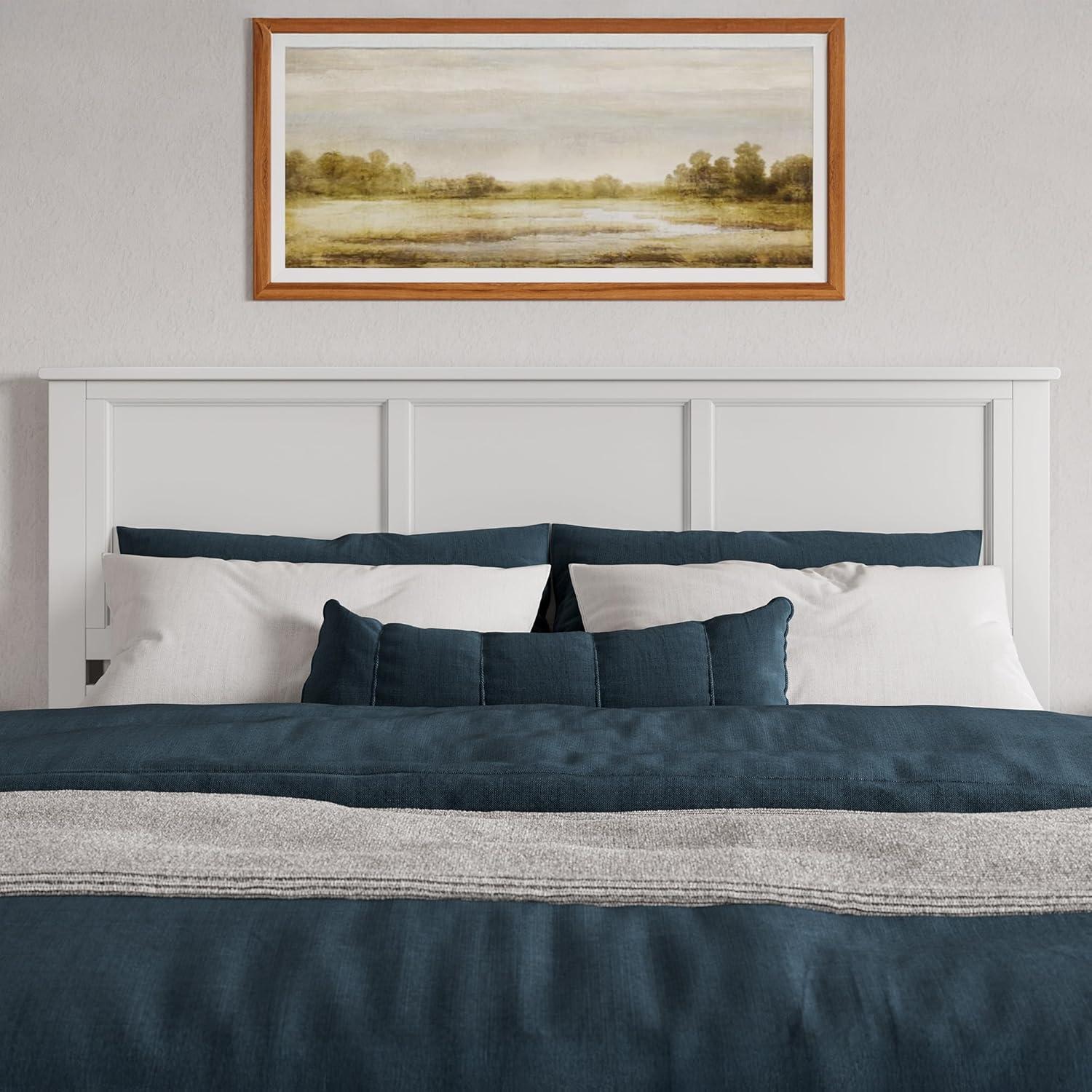 AFI Charlotte King Solid Wood Low Profile Platform Bed, White