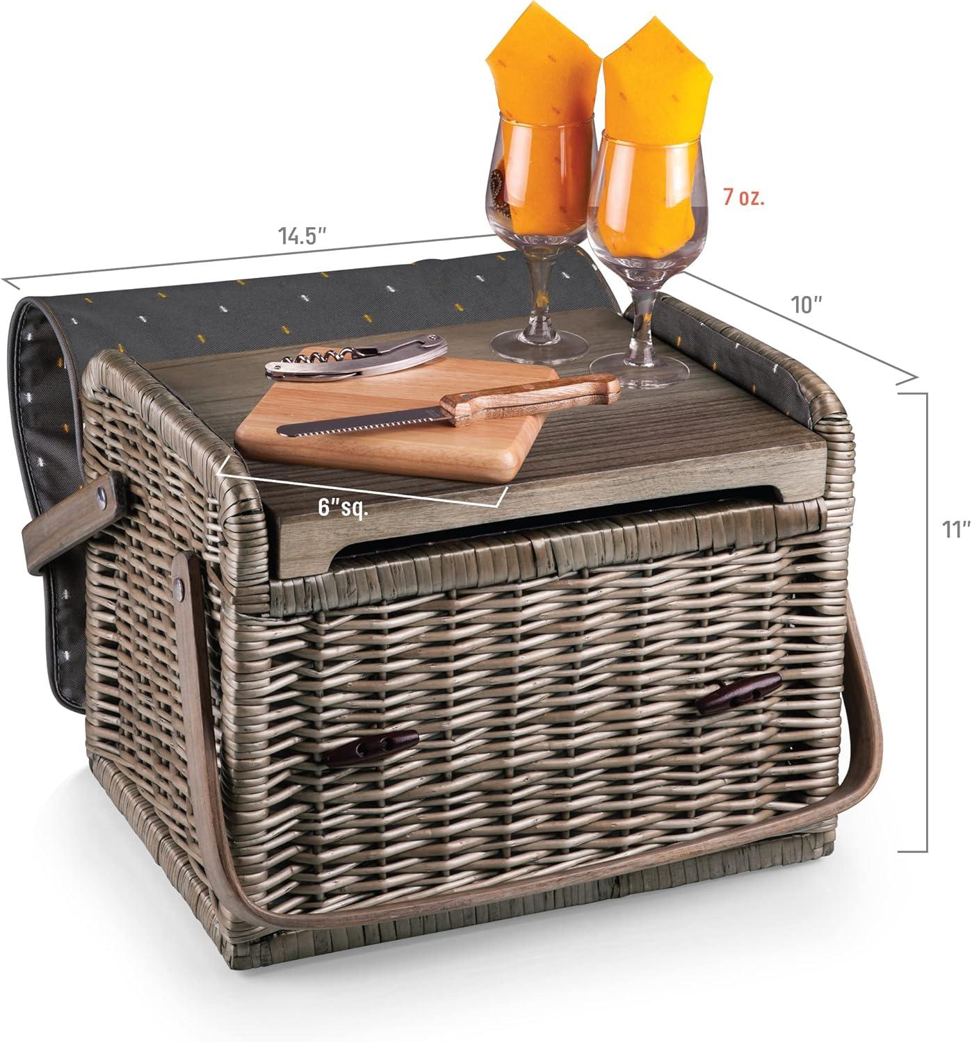 Picnic Time Kabrio Wine & Cheese Picnic Basket with Picnic Set 2