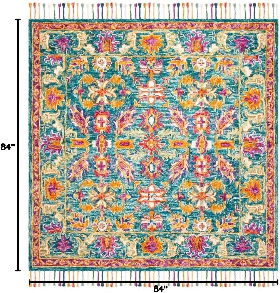 Aspen APN113 Hand Tufted Area Rug - Turquoise/Purple - 7' X 7' Square - Safavieh.