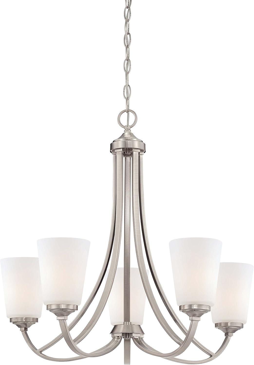 Minka Lavery Chandelier Lighting 4965-84, Overland Park Glass 1 Tier with Shades, 5 Light, Nickel