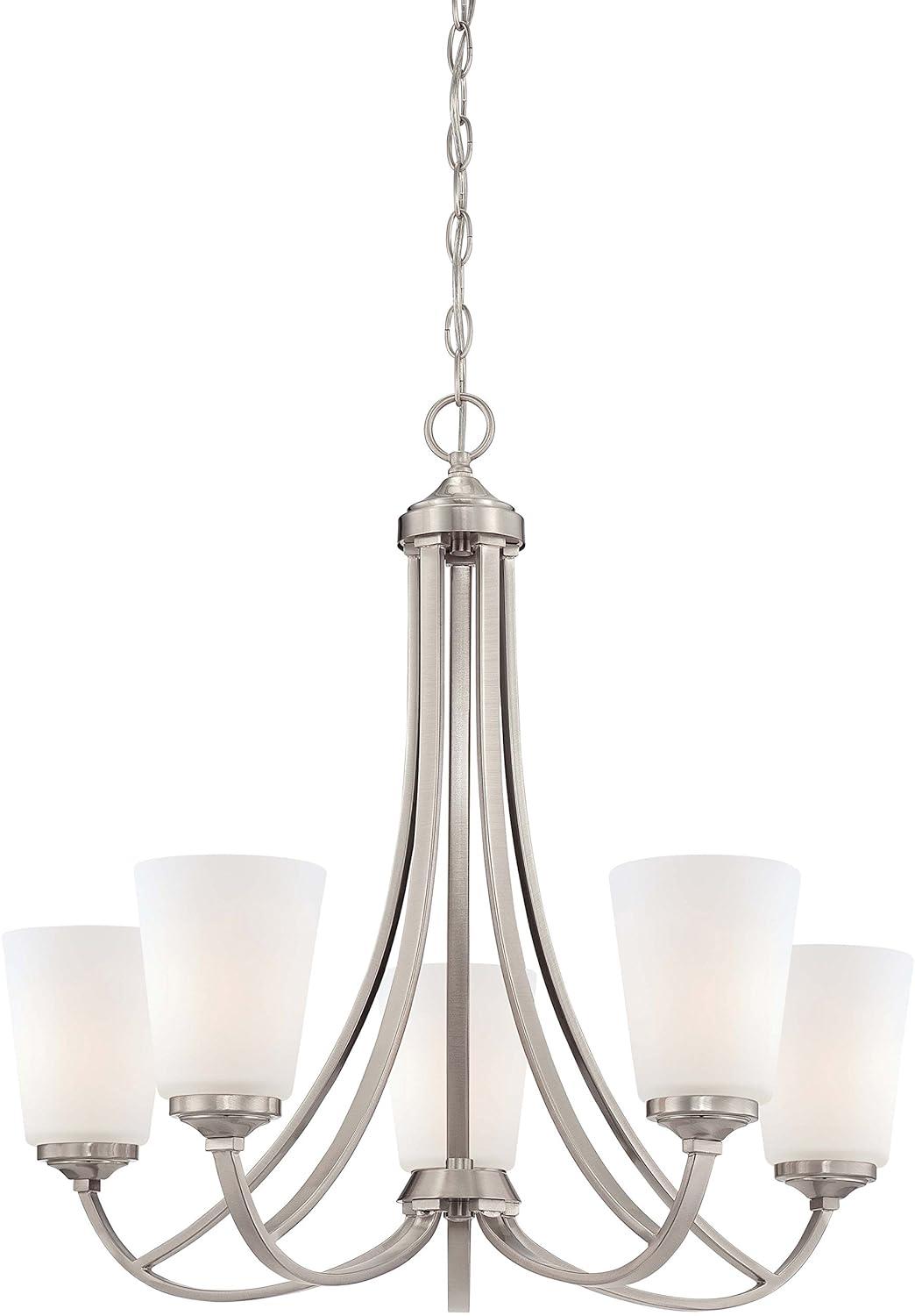 Minka Lavery Chandelier Lighting 4965-84, Overland Park Glass 1 Tier with Shades, 5 Light, Nickel