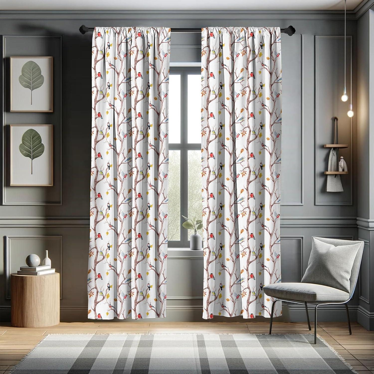 Autumn Semi-Sheer Rod Pocket Curtain Panels (Set of 2)