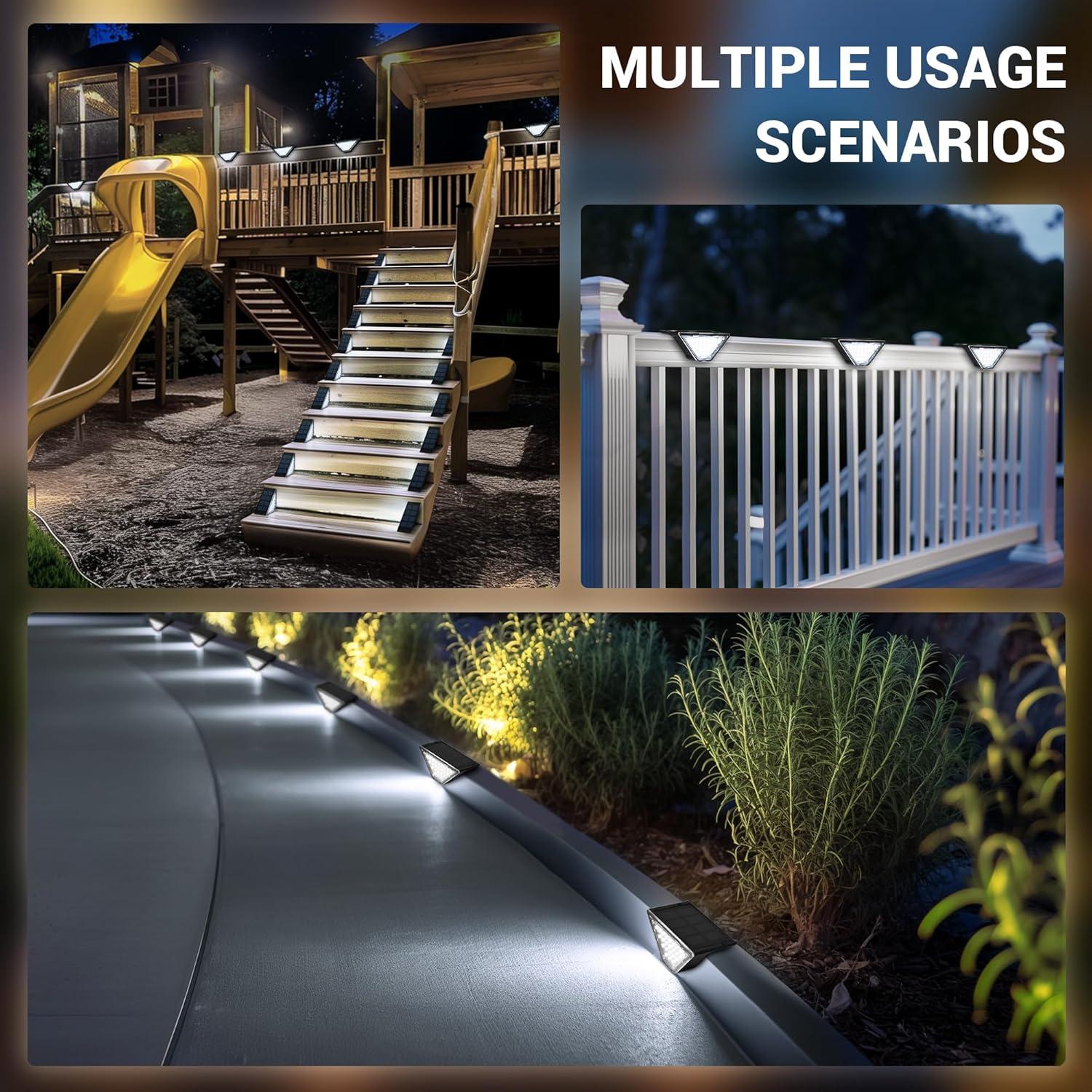 Solar Step Lights for Outside,24 LEDs Solar Stair Lights Waterproof IP65,Solar Deck Lights Outdoor for Yard, Porch, Front Door, Stair, Step, Patio, Deck(6 Pack, Warm White)