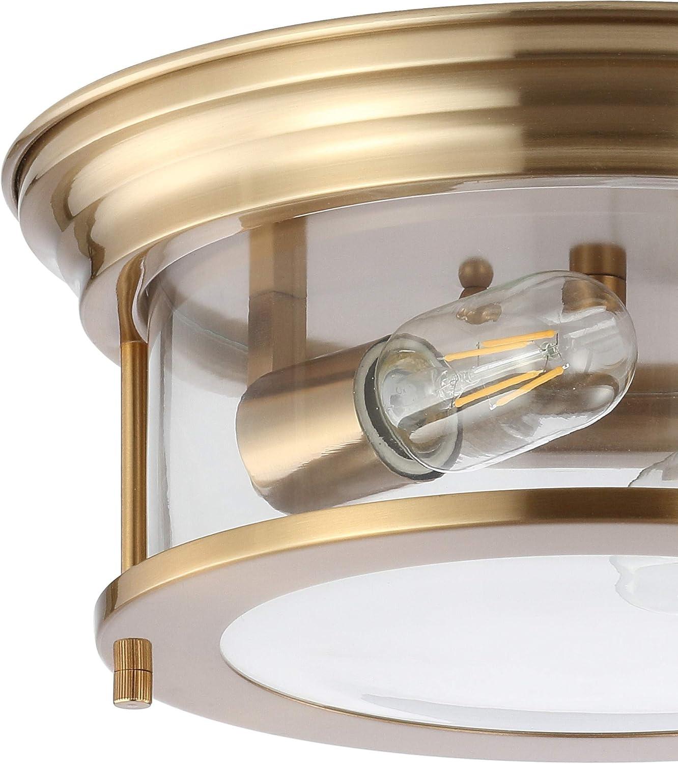 JONATHAN Y Lauren 2-Light Metal/Glass LED Flush Mount