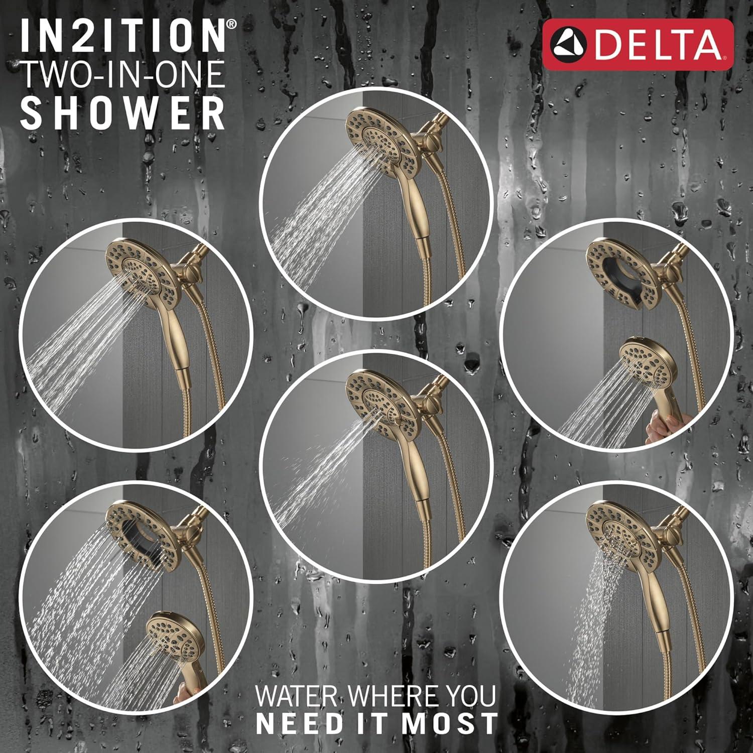 Delta Albion Single-Function Tub Shower Faucet Set, Shower Trim Kit with In2ition Shower Head T144855-CZ-I