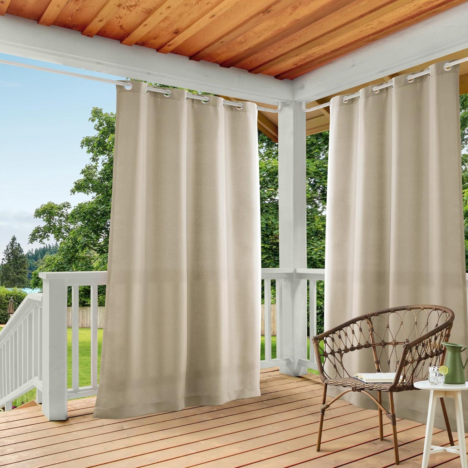 Set of 2 Indoor/Outdoor Solid Cabana Grommet Top Curtain Panels - Exclusive Home