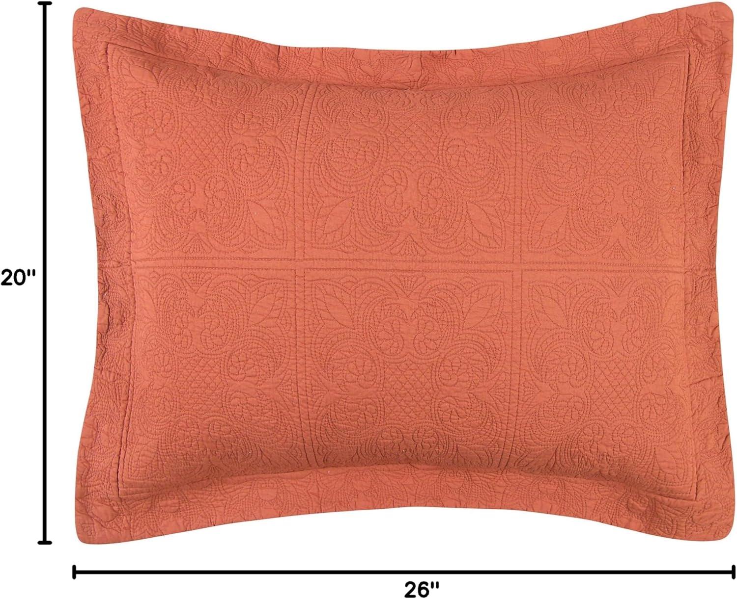 C&F Home 20" x 26" Terra Cotta Matelasse Cotton Standard Sham - Machine Washable