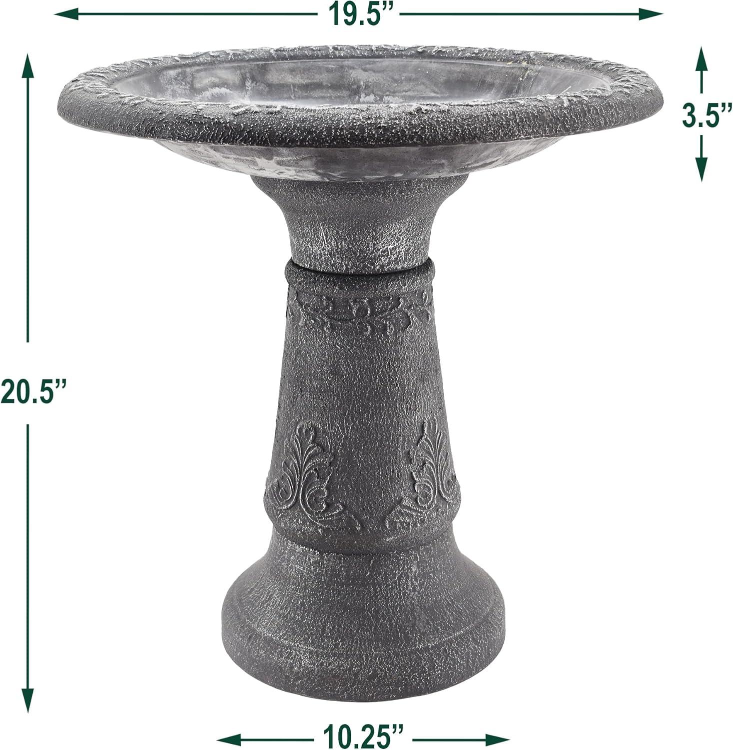 Arcadia Garden Fiberclay Birdbath with Ornate Floral Design