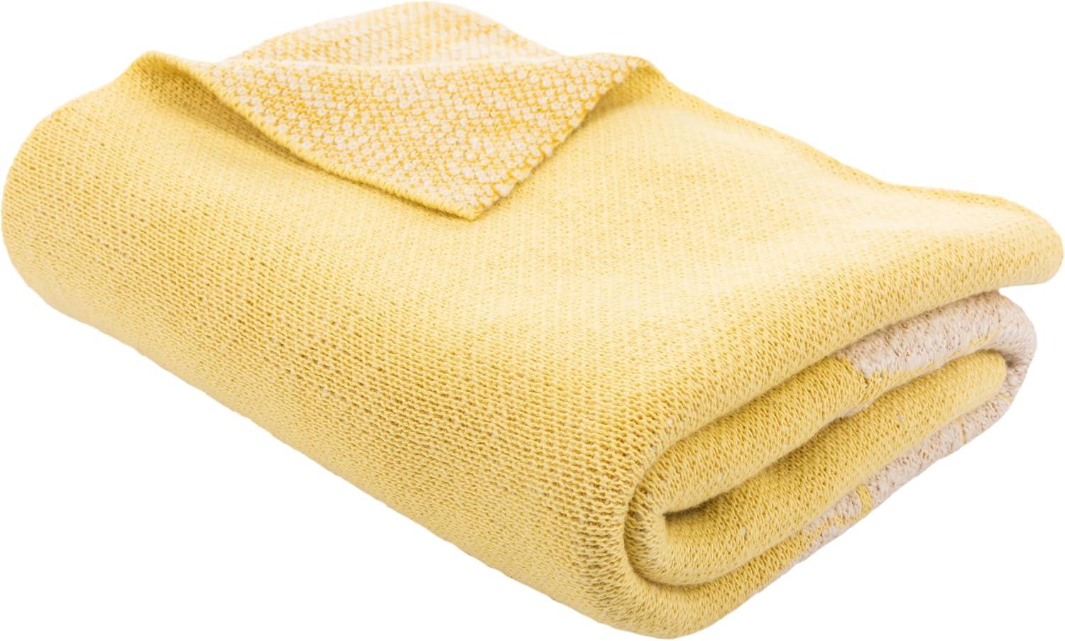 Yellow Knitted Cotton Baby Unisex Throw Blanket