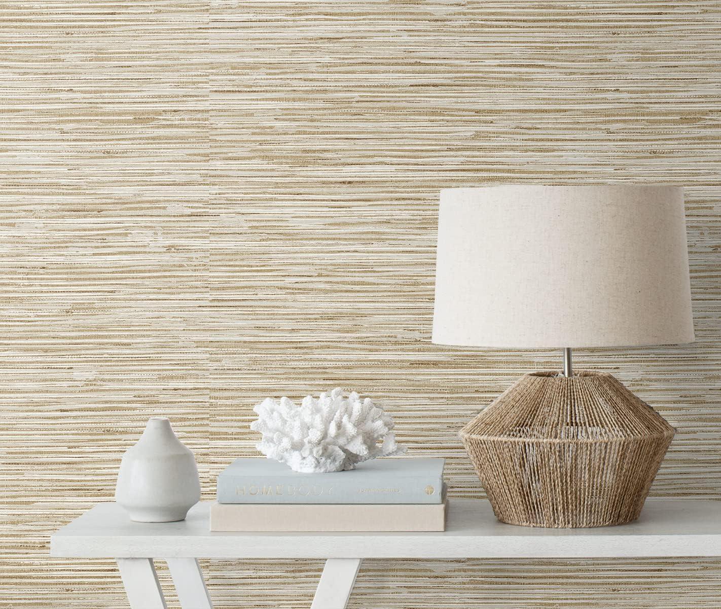 Neutral Hemp Faux Grasscloth Peel and Stick Wallpaper