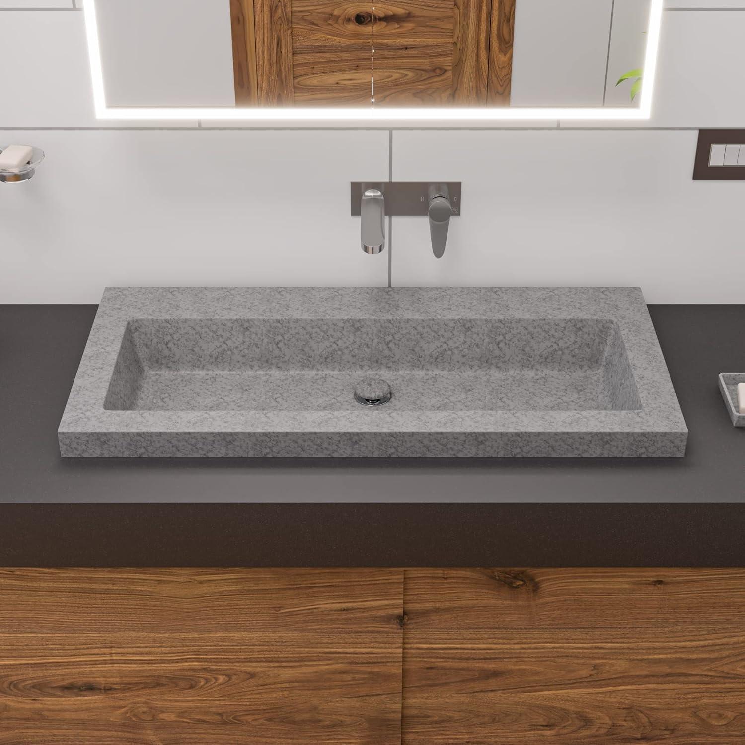 Alfi Brand 18.5'' Matte Gray Concrete Rectangular Bathroom Sink