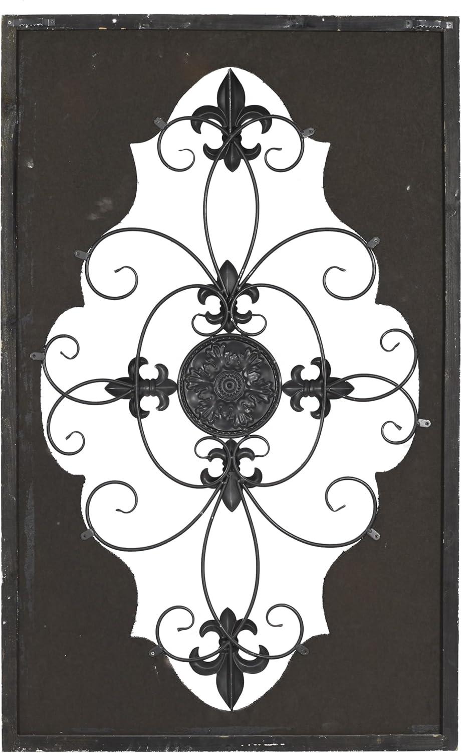 DecMode Cream Wood Scroll Wall Decor