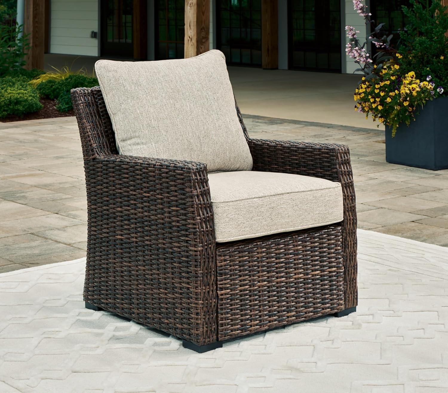 Signature Design by Ashley Brook Ranch Outdoor Lounge Chair with Cushion, Brown