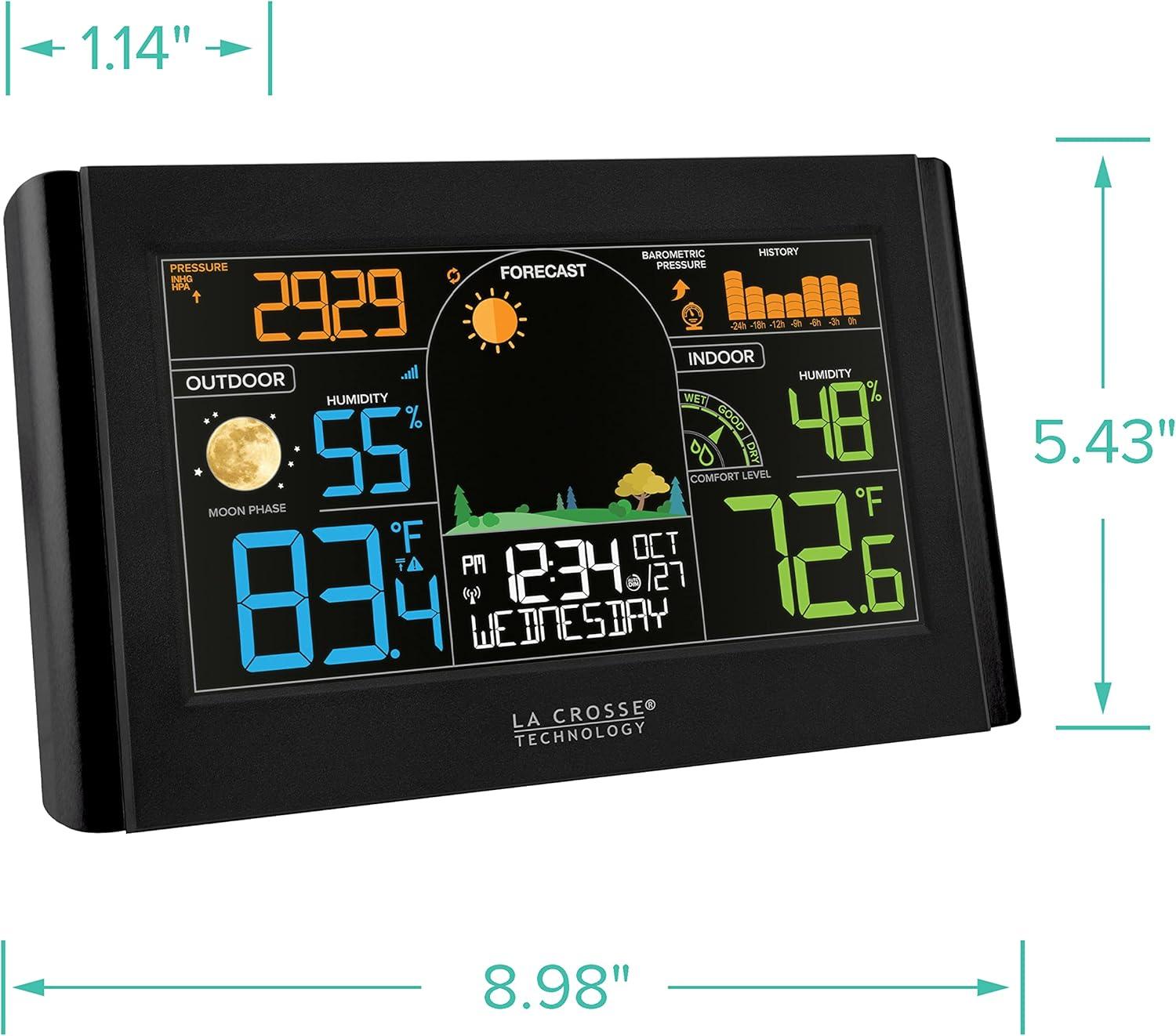 Black Wireless Color Weather Station with Humidity Sensor