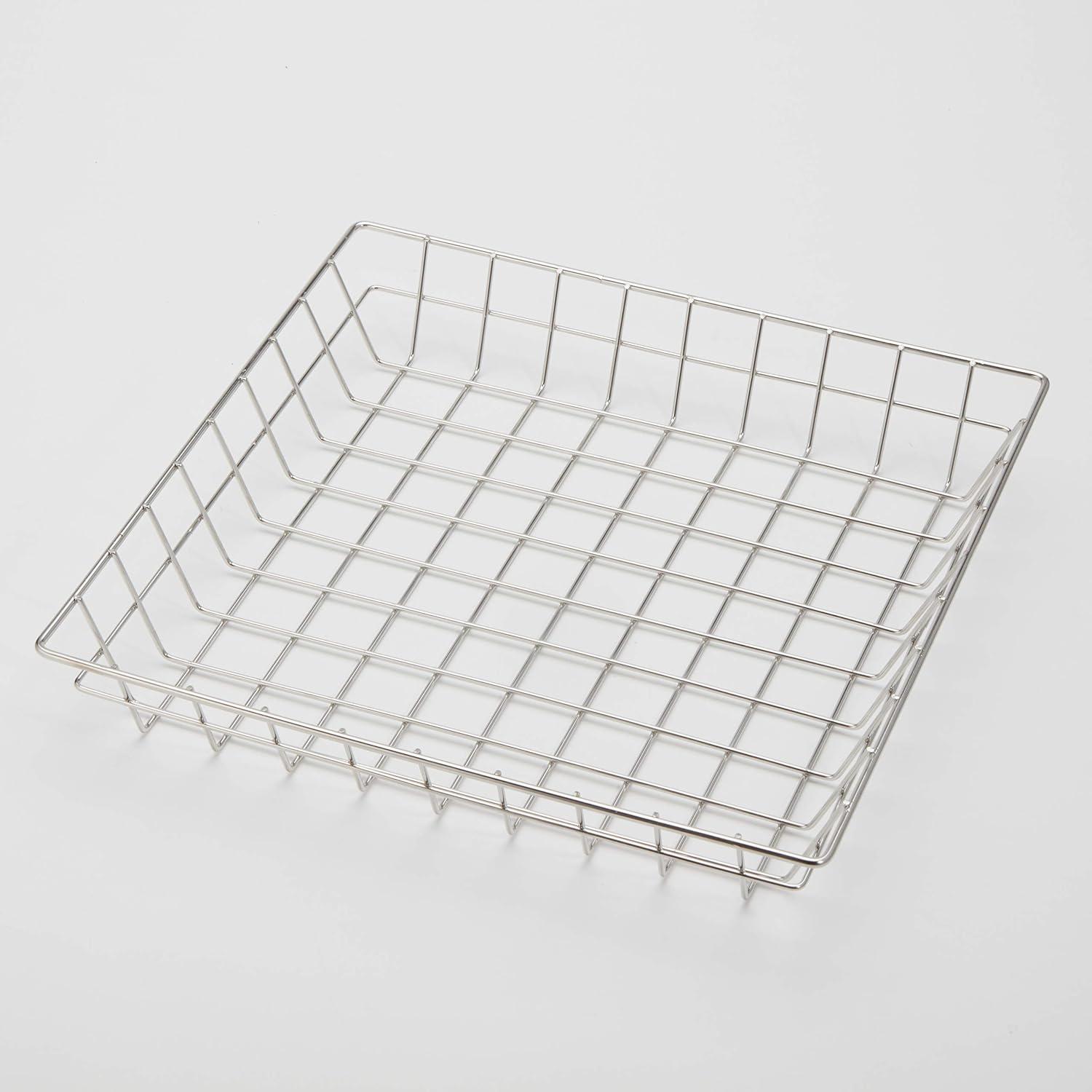 Stainless Steel Square Wire Grid Food Basket, 12-Inch