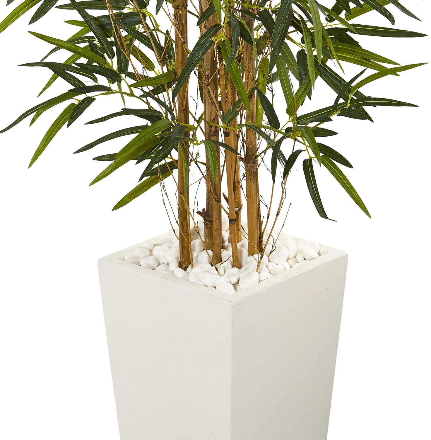 5.5ft Green Bamboo Artificial Tree in White Planter